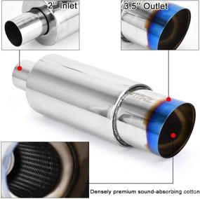 img 1 attached to 🔥 14.1 Inch Universal Stainless Steel Exhaust Muffler with Burnt Tip - 2 Inch Inlet, 3.5 Inch Outlet