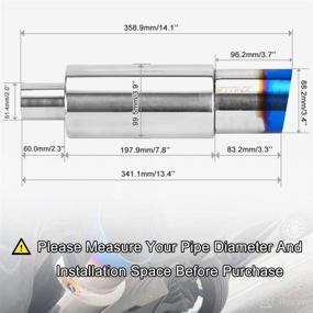 img 2 attached to 🔥 14.1 Inch Universal Stainless Steel Exhaust Muffler with Burnt Tip - 2 Inch Inlet, 3.5 Inch Outlet