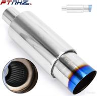 🔥 14.1 inch universal stainless steel exhaust muffler with burnt tip - 2 inch inlet, 3.5 inch outlet logo