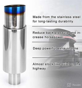 img 3 attached to 🔥 14.1 Inch Universal Stainless Steel Exhaust Muffler with Burnt Tip - 2 Inch Inlet, 3.5 Inch Outlet