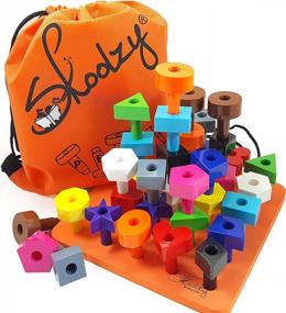 img 2 attached to Улучшите раннее обучение с деревянными блоками Skoolzy ABC - развивайте мелкую моторику с помощью игрушек для укладки на доску с прищепками