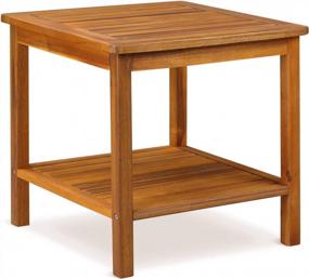 img 2 attached to Cucunu Wooden Outdoor Side Table With Extra Storage: Perfect For Garden, Porch Or Living Room