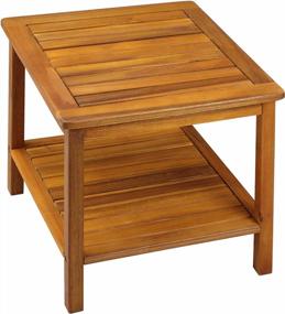 img 4 attached to Cucunu Wooden Outdoor Side Table With Extra Storage: Perfect For Garden, Porch Or Living Room