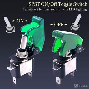 img 2 attached to 🚦 Twidec/3Pcs Rocker Toggle Switch 12V 20A Heavy Duty Racing Car Automotive Auto SPST ON/Off Toggle Switch with Green LED Light and Illuminated 3Pin, Green Waterproof Safety Cover ASW-07DGGMZ