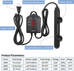 img 3 attached to 🐠 Woliver Aquarium Heater: Dual LED External Temp Display, Submersible Fish Tank Heater (100W/300W/500W) - Ideal for Saltwater & Freshwater Fish