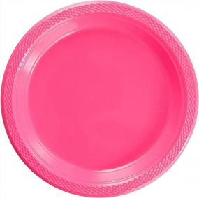 img 3 attached to 100 Count Exquisite 7 Inch Cerise Plastic Dessert/Salad Plates - Solid Color Disposable Plates