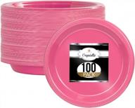 100 count exquisite 7 inch cerise plastic dessert/salad plates - solid color disposable plates logo