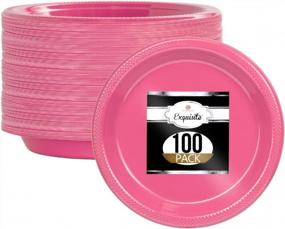 img 4 attached to 100 Count Exquisite 7 Inch Cerise Plastic Dessert/Salad Plates - Solid Color Disposable Plates