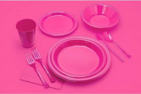 img 1 attached to 100 Count Exquisite 7 Inch Cerise Plastic Dessert/Salad Plates - Solid Color Disposable Plates