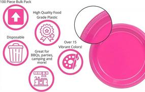 img 2 attached to 100 Count Exquisite 7 Inch Cerise Plastic Dessert/Salad Plates - Solid Color Disposable Plates