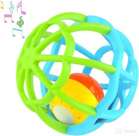 img 4 attached to 👶 Green Newborn Baby Rattle Bendy Ball Toy with Music, Flashing Lights, and Teether - Ideal Musical Toy for Little Boys and Girls 3-18 Months, Toddler, Infant, Children - Shake, Roll, and Gym Fun