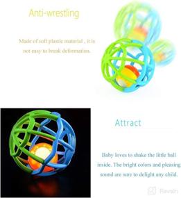 img 3 attached to 👶 Green Newborn Baby Rattle Bendy Ball Toy with Music, Flashing Lights, and Teether - Ideal Musical Toy for Little Boys and Girls 3-18 Months, Toddler, Infant, Children - Shake, Roll, and Gym Fun