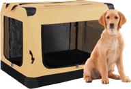 🐶 aivermeil quick folding soft side dog crate - portable indoor and outdoor crate with 3-door mesh mat - half-closed breathability - waterproof 600d oxford - strong steel frame - non-slip zipper - 42in beige логотип