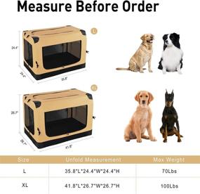 img 1 attached to 🐶 Aivermeil Quick Folding Soft Side Dog Crate - Portable Indoor and Outdoor Crate with 3-Door Mesh Mat - Half-Closed Breathability - Waterproof 600D Oxford - Strong Steel Frame - Non-Slip Zipper - 42IN Beige