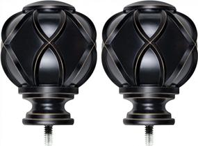 img 4 attached to KAMANINA Netted Texture Replacement Finials For 1 Or 7/8 Inch Curtain Rods, M6 Screw Rod Finials, Black, 2Pcs