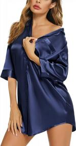 img 3 attached to Silky Satin Nightgown For Women With 3/4 Sleeves And Button-Down Design - Comfortable Sleepwear, Silk Nighty, Pajama Top By SWOMOG