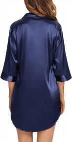 img 2 attached to Silky Satin Nightgown For Women With 3/4 Sleeves And Button-Down Design - Comfortable Sleepwear, Silk Nighty, Pajama Top By SWOMOG