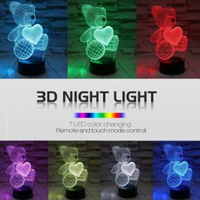 img 3 attached to 3D Teddy Bear Night Light With 7 Colors, Smart Touch & Remote Control - Perfect Gift For Kids Or Women!