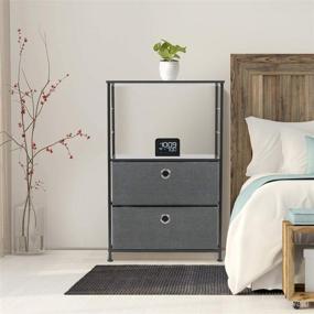 img 1 attached to 🛏️ Sorbus Nightstand 2-Drawer Shelf Storage - Stylish Bedside Furniture & Accent End Table Chest for Home, Bedroom, Office, College Dorm - Solid Steel Frame with Wooden Top and Easy Pull Fabric Bins (Black/Charcoal)