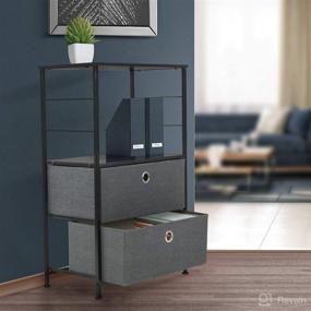 img 2 attached to 🛏️ Sorbus Nightstand 2-Drawer Shelf Storage - Stylish Bedside Furniture & Accent End Table Chest for Home, Bedroom, Office, College Dorm - Solid Steel Frame with Wooden Top and Easy Pull Fabric Bins (Black/Charcoal)