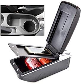 img 2 attached to XUKEY Dual Layer Car Armrest Storage Box For 2017-2020 Hyundai Accent Verna Solaris 2 - Black Leather