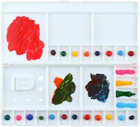 img 4 attached to Transon Paint Palette Box With 29 Color Mixing Wells And 1 Liner Brush - Ideal For Artists And Painting Projects