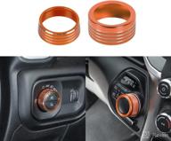 🧡 voodonala aluminum headlight & gear knob switch knob cover for 2018-2020 dodge ram, orange - set of 2 логотип