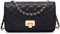 👜 stylish and elegant women's black quilted purse - lattice clutch small crossbody shoulder bag with chain strap and leather detailing logo