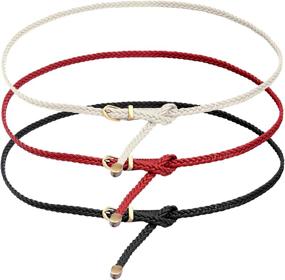 img 4 attached to Ayliss Braided Women Leather Skinny Women's Accessories via Belts