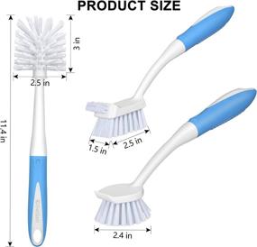 img 3 attached to 🧼 SetSail Dish Brush Set of 4 with Bottle Brush: Ultimate Cleaning Kit for Kitchen Sink, Dishes, Bottles, and More - Blue