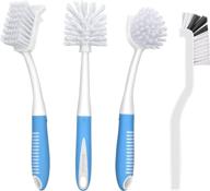 🧼 setsail dish brush set of 4 with bottle brush: ultimate cleaning kit for kitchen sink, dishes, bottles, and more - blue logo