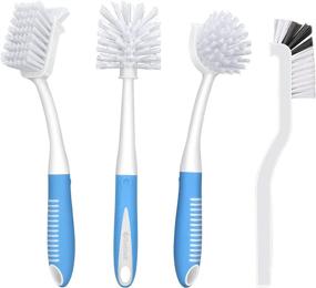 img 4 attached to 🧼 SetSail Dish Brush Set of 4 with Bottle Brush: Ultimate Cleaning Kit for Kitchen Sink, Dishes, Bottles, and More - Blue