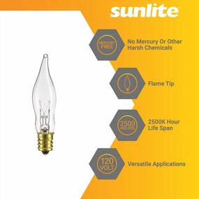 img 2 attached to 💡 Sunlite 7CFC/25/12PK Flame Tip 7W Incandescent Petite Chandelier Light Bulb - Crystal Clear (12 Pack)