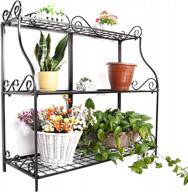 plant flower stand plant display freestanding metal scrollwork design foldable 3-tier plant stand home storage organizer display stand rack book shelf logo