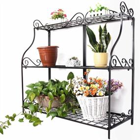 img 3 attached to Plant Flower Stand Plant Display Freestanding Metal Scrollwork Design Foldable 3-Tier Plant Stand Home Storage Organizer Display Stand Rack Book Shelf