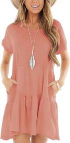 img 4 attached to 👗 Minclouse Women's Short Sleeve Swing T Shirt Dress: Stylish Baby Doll with Pockets for Casual Chic