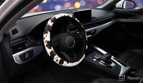 img 1 attached to 🐮 Cow Print Steering Wheel Cover: Premium 15 Inch Microfiber Leather for Women & Men - ZHOL, Cow Yellow