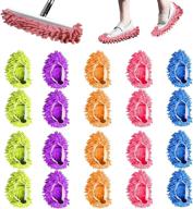 20-piece mop slippers: washable dusting & cleaning shoes for floor cleaning in house, kitchen, bathroom, office - for women and men logo