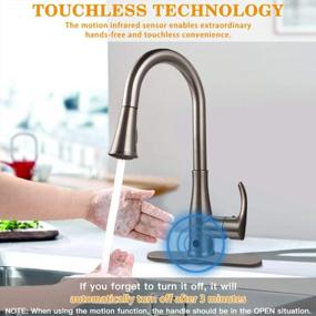 img 2 attached to Upgrade Your Kitchen With Touchless Functionality: Brushed Nickel, Single Handle Motion Sensor Faucet With Dual Function Spray Head And 3 Hole Deck Mount