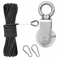 48mm u type heavy duty stainless steel pulley block set with 33ft 1/4 nylon rope & 2 carabiner hooks - tootaci logo