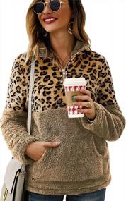 img 4 attached to Warm & Trendy: Angashion Women'S Leopard Print Half-Zip Sweater For A Cozy Winter