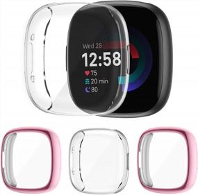 img 1 attached to 3-Pack QIBOX Soft TPU Case For Fitbit Sense 2/Versa 4 - Full Coverage Protective Bumper