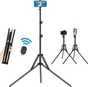 img 4 attached to 📸 Ultra Tall 78 inch Selfie Stick Tripod with Bluetooth Remote and Cell Phone Holder - Extendable Camera Phone Tripod for iPhone, Android Phone, DSLR Sports Camera - Reverse Folding Aluminium Alloy Design