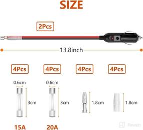 img 3 attached to 🔌 Zimuqi 2 Pack 12V 13.8inch Fused Replacement Cigarette Lighter Male Plug: Reliable Power Solution with Extension Cable and Multiple Fuses Included