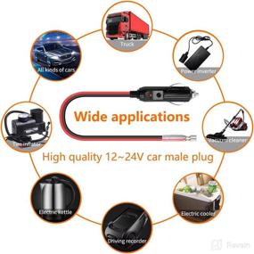 img 1 attached to 🔌 Zimuqi 2 Pack 12V 13.8inch Fused Replacement Cigarette Lighter Male Plug: Reliable Power Solution with Extension Cable and Multiple Fuses Included