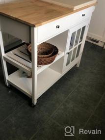 img 8 attached to ChooChoo Rolling Kitchen Island: Portable, Drawer & Glass Cabinet, Wine Shelf, Towel Rack, White