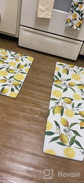 img 1 attached to 2-Piece SHACOS Lemon Kitchen Rugs Mats Set: Anti Fatigue, Non Slip, Waterproof Standing Mat For Kitchen Office Laundry Room - 17"X27.5",17"X47",Black review by Therealwesley Shaw