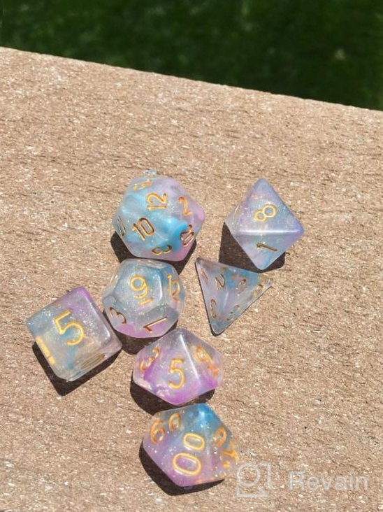 img 1 attached to Pink & Cyan Iridecent Swirls DND Polyhedral Dice Set - 11 Piece For Dungeons And Dragons, D&D Role Playing Games review by Porfirio Newitt
