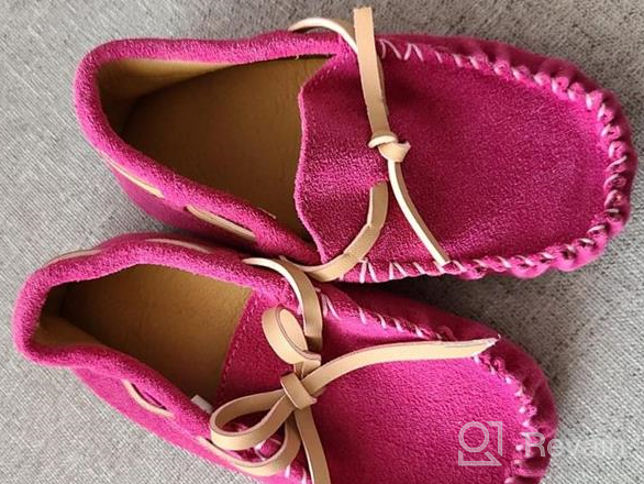 img 1 attached to Toddler Unisex Suede Moccasin Loafers Leather Flats Boat Shoes Soft Indoor Outdoor Slippers review by Juan Crane