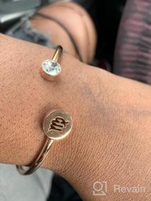 img 5 attached to Zuo Bao Minimalist Rose Gold Zodiac Sign Cuff Bracelet with Birthstone - Ideal Birthday Gift for Women and Girls